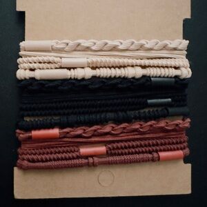 Boho Hair Tie Set of Braided Hair Ties/Bracelet in Neutral Tones